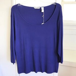 FRENCH LAUNDRY Scoop Neck Sweater Ribbed Knit Top Purple Plus Size 3X 2X NWT